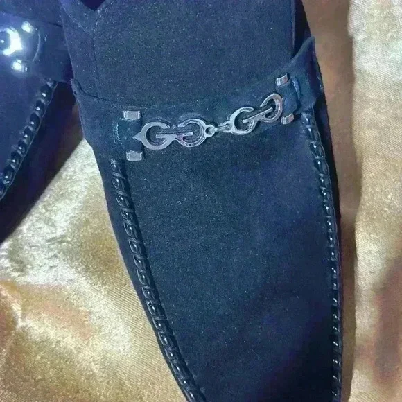 Zota Unique Men's Size 8 Suede Dress Shoes Black Slip-ons Preowned - Picture 2 of 11